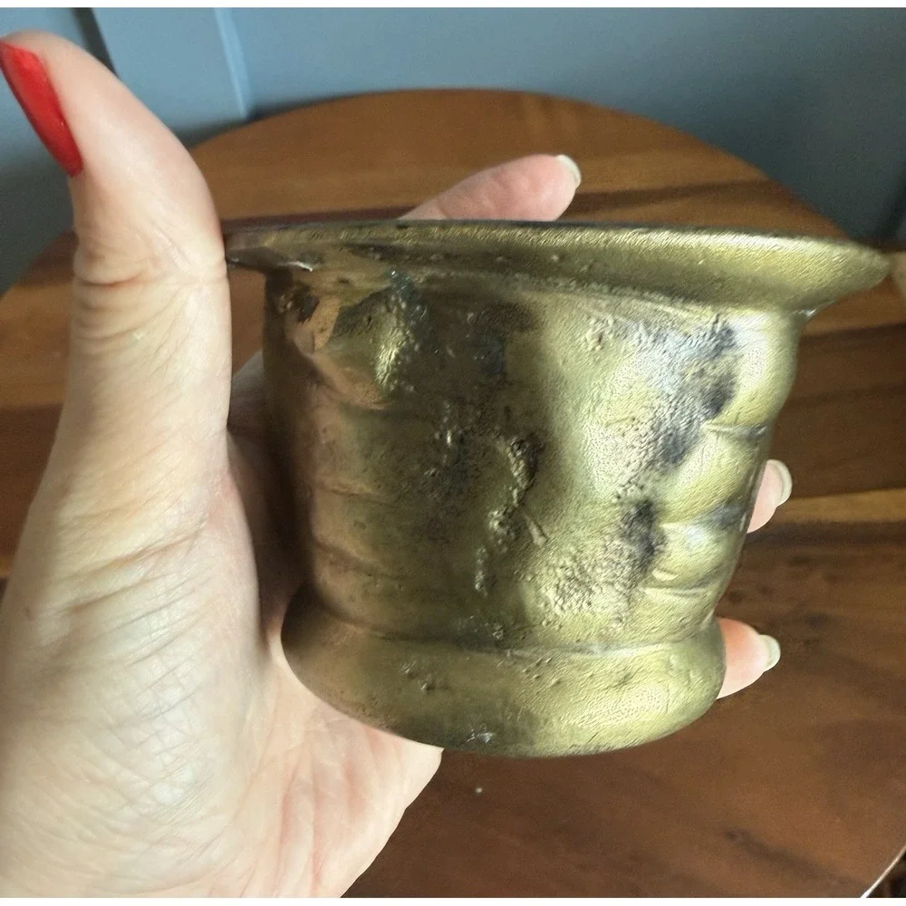 Antique European Bronze Apothecary Mortar & Pestle 17th Century Style 3lb
